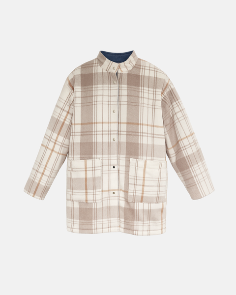 Reversible wool plaid coat