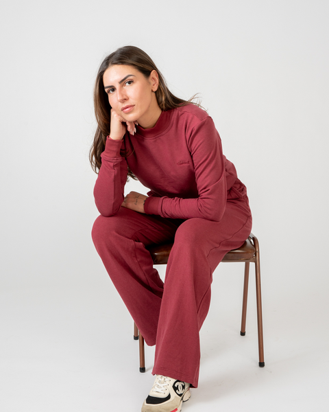 High-neck crop sweatshirt in bamboo fleece