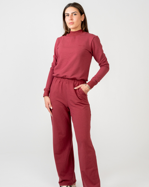 High-neck crop sweatshirt in bamboo fleece