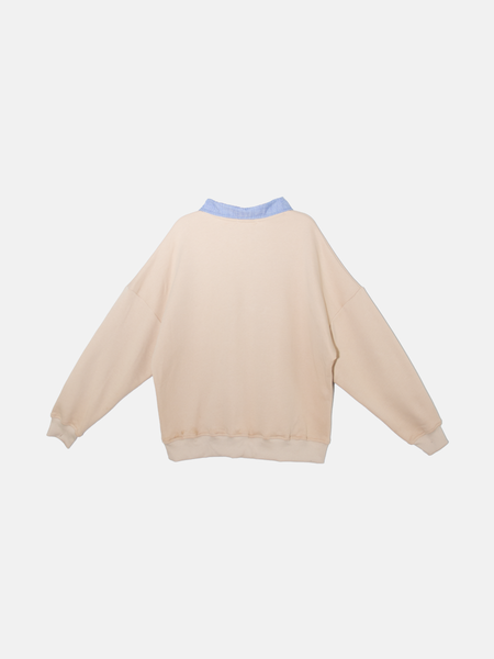 Sweat col chemise en coton bio