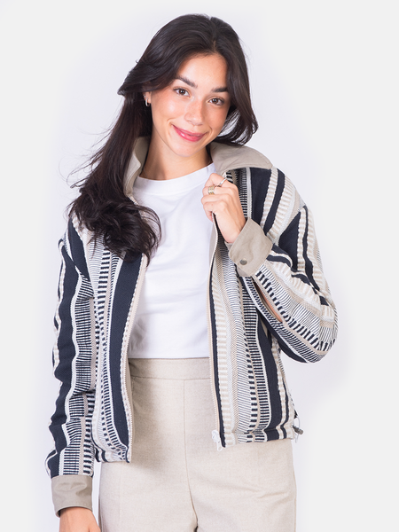 Jacquard cropped reversible jacket