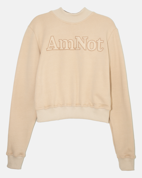 High-neck crop sweatshirt in organic cotton