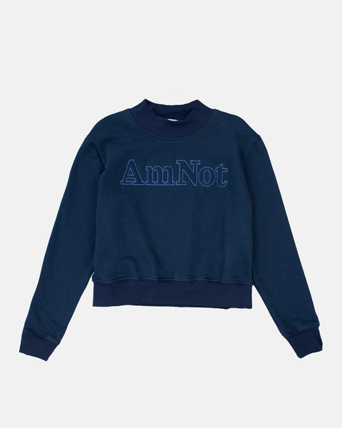 High-neck crop sweatshirt in organic cotton