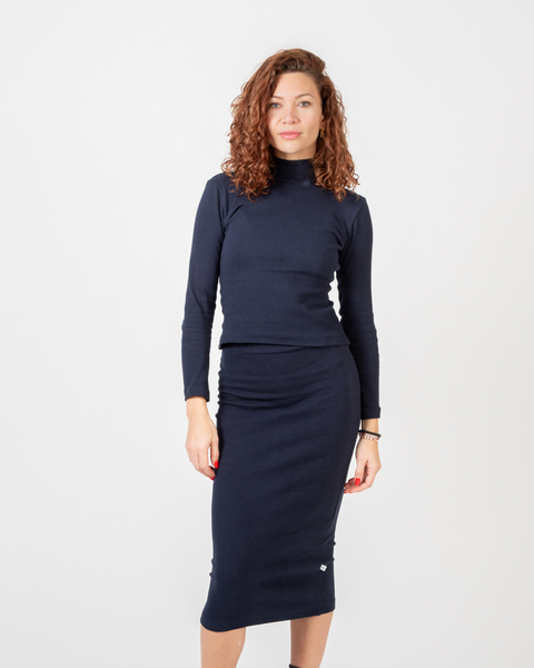 Ribbed midi skirt