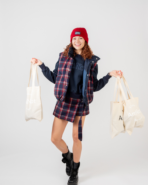 Plaid Knit Mini Skort