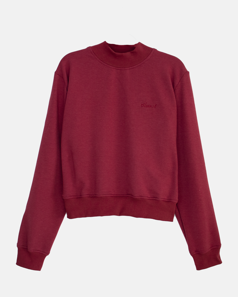 High-neck crop sweatshirt in bamboo fleece