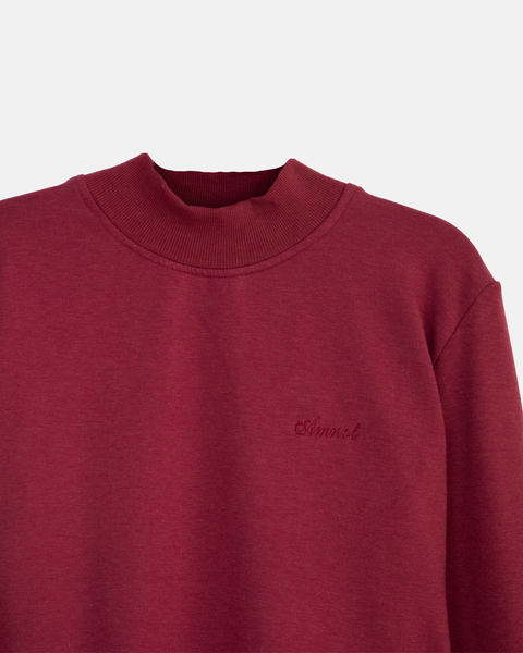 High-neck crop sweatshirt in bamboo fleece