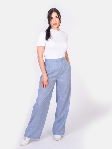 Lined chambray pants