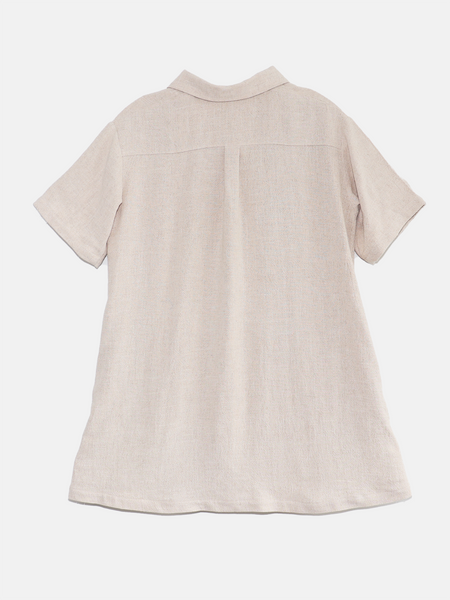 Loose-fitting linen-effect cropped shirt