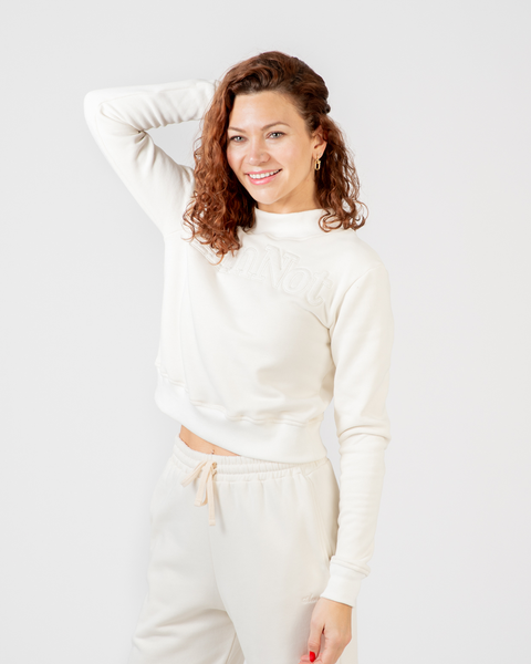 High-neck crop sweatshirt in organic cotton