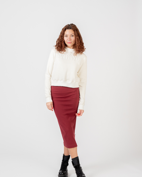 High-neck crop sweatshirt in organic cotton