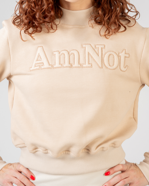 High-neck crop sweatshirt in organic cotton