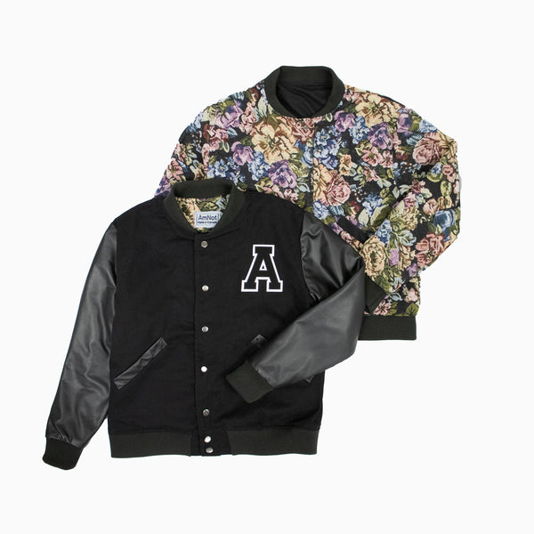 Reversible Varsity Jacket - Black Floral
