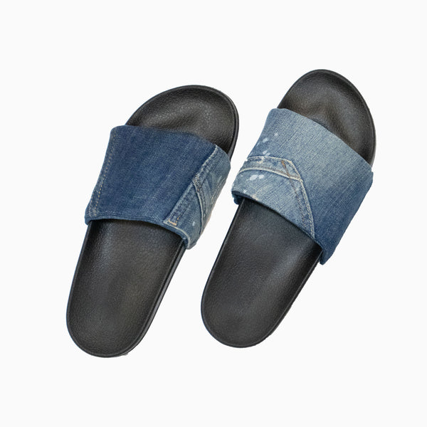 Sandale slide denim recyclé femme