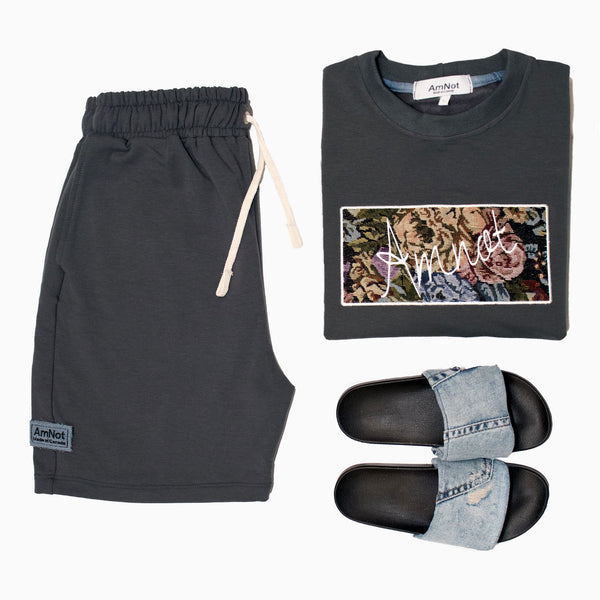 Crewneck broderie AmNot - Fleuri noir