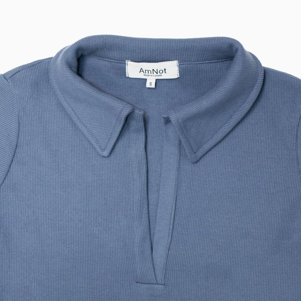 Johnny collar ribbed fitted dress