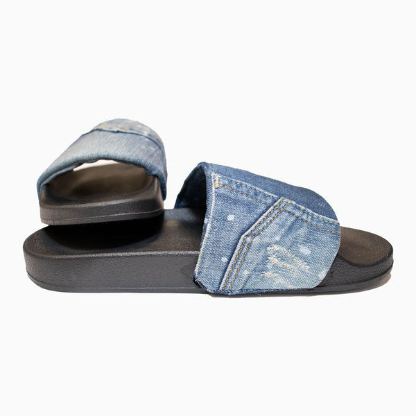 Sandale slide denim recyclé femme