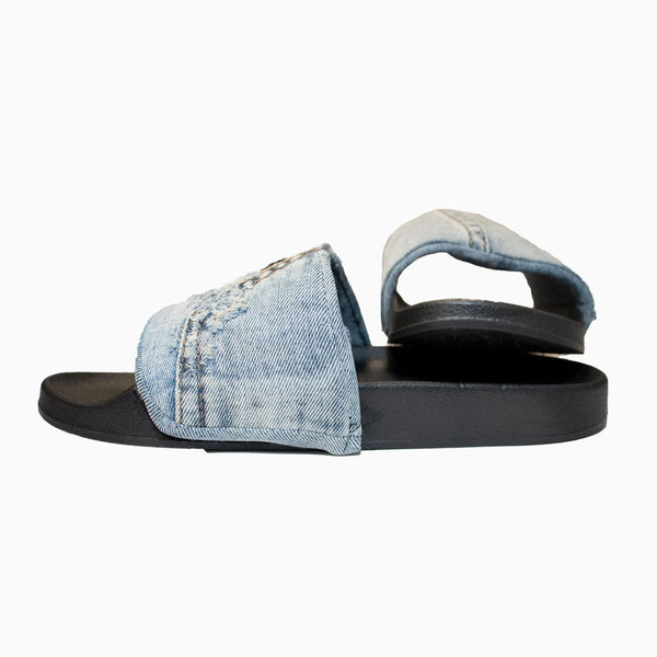 Sandale slide denim recyclé femme