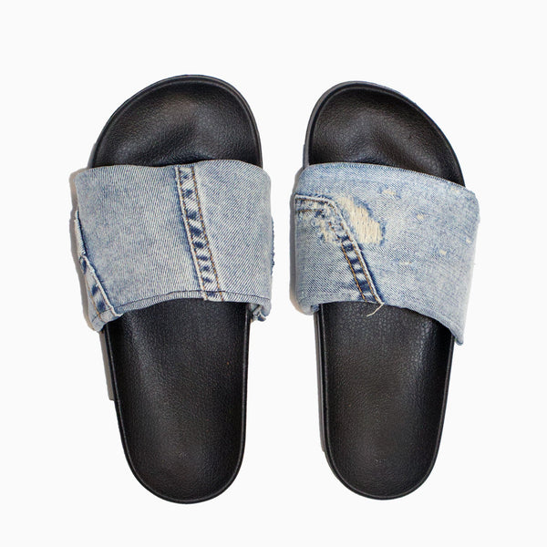 Sandale slide denim recyclé homme