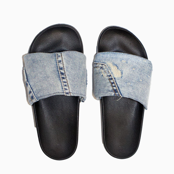Sandale slide denim recyclé femme