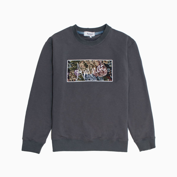Crewneck broderie AmNot - Fleuri noir