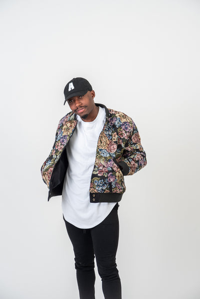 Reversible Varsity Jacket - Black Floral