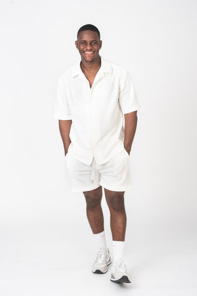 Chemise retro blanc texturé