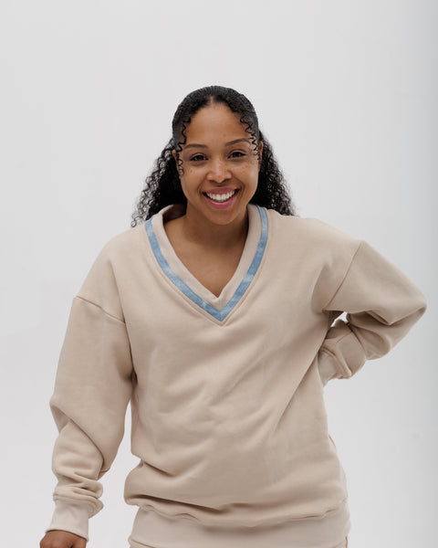 V-neck organic cotton sweatshirt