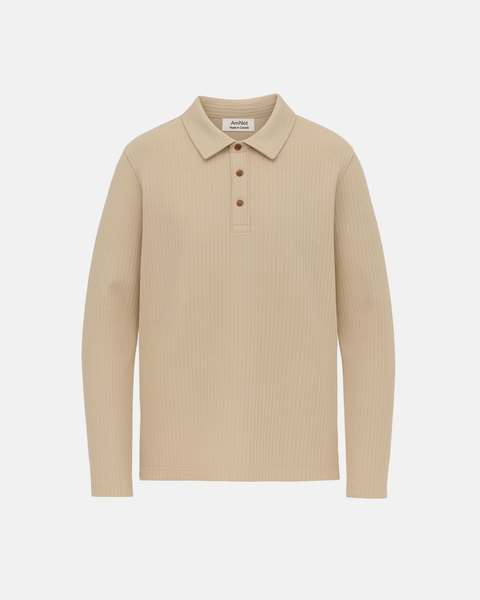 Polo à manches longues côtelé retro