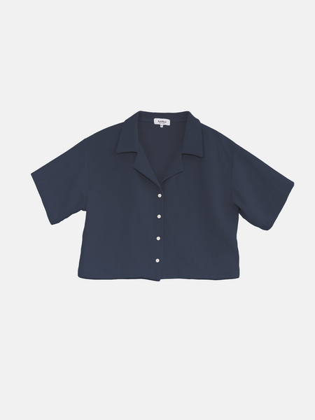 Chemise écourté ample effet lin