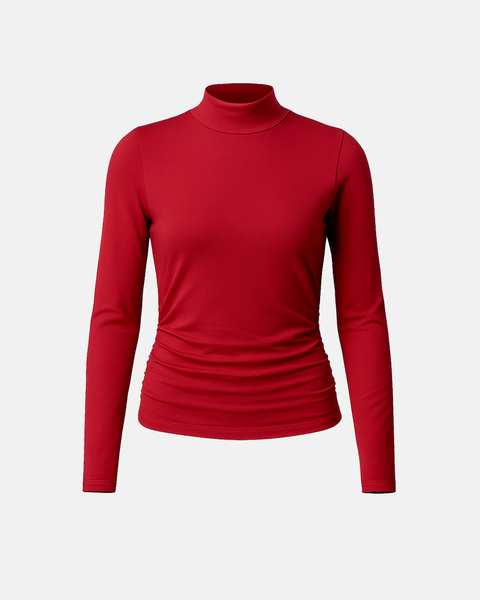 Col roulé froncé en bambou