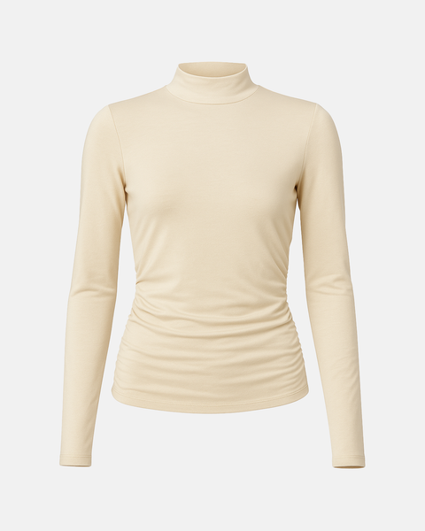 Col roulé froncé en bambou