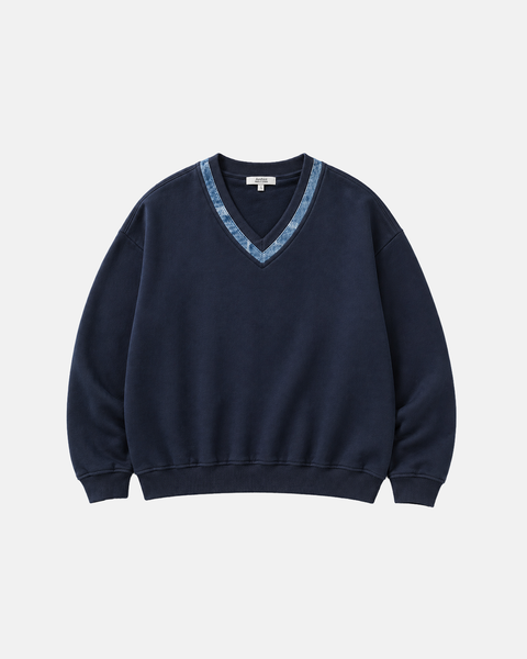 V-neck organic cotton sweatshirt