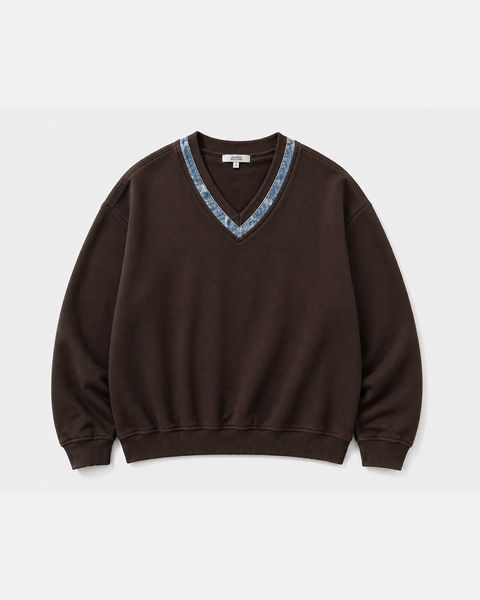 V-neck organic cotton sweatshirt