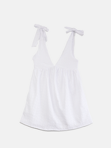 Robe courte en V en gaze de coton bio