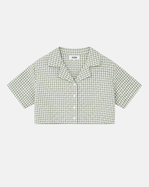 Chemise écourté ample Gingham coton bio