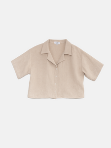 Chemise écourté ample effet lin
