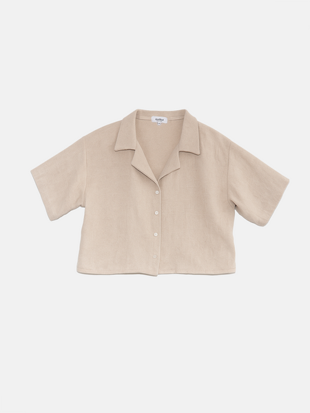 Chemise écourté ample effet lin