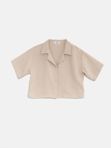 Chemise écourté ample effet lin