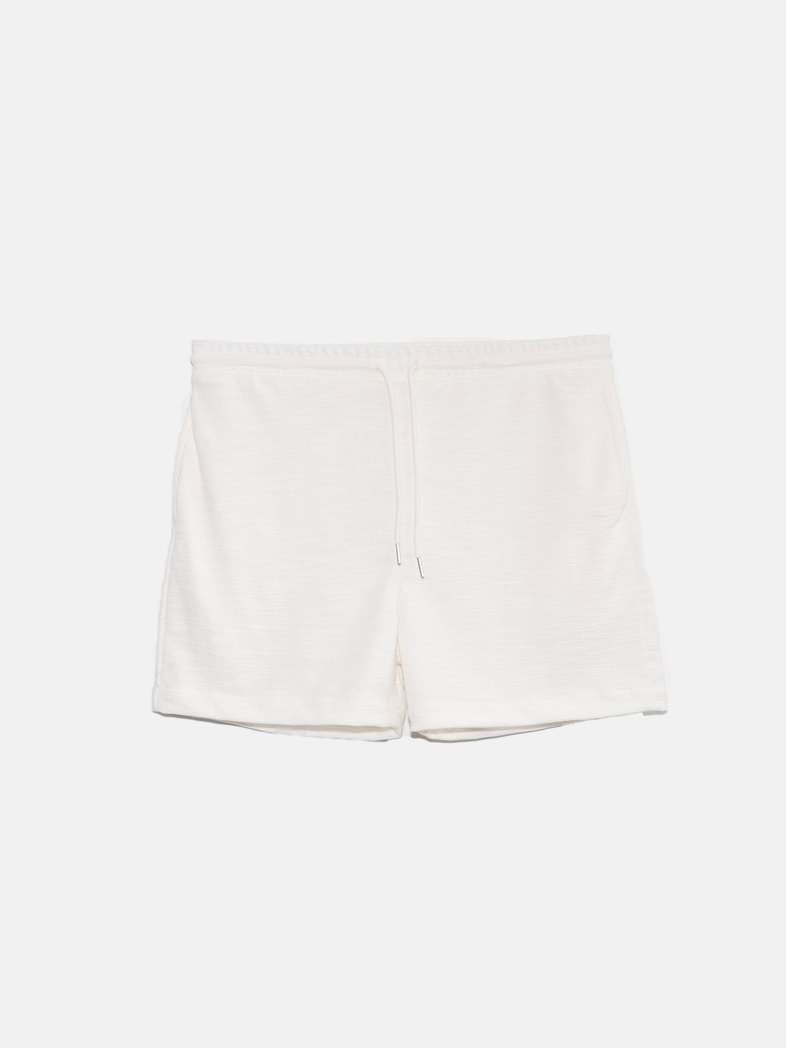 textured white shorts