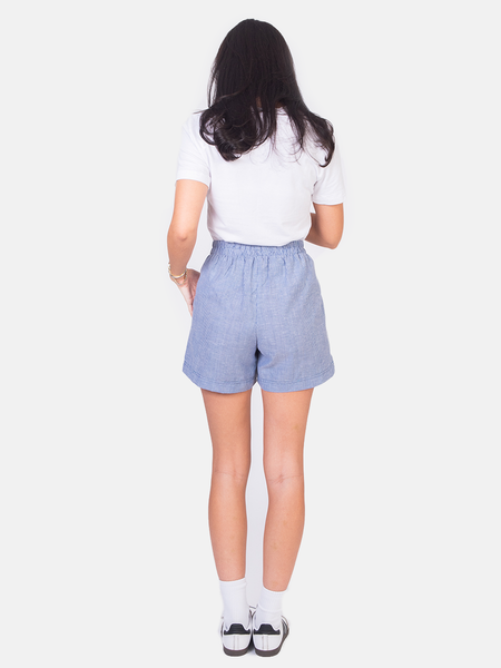 Jupe-short en chambray ligné