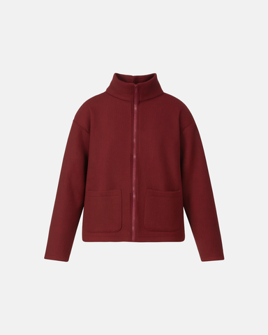 Knit-effect funnel neck zip up