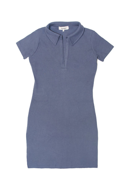Johnny collar ribbed fitted dress
